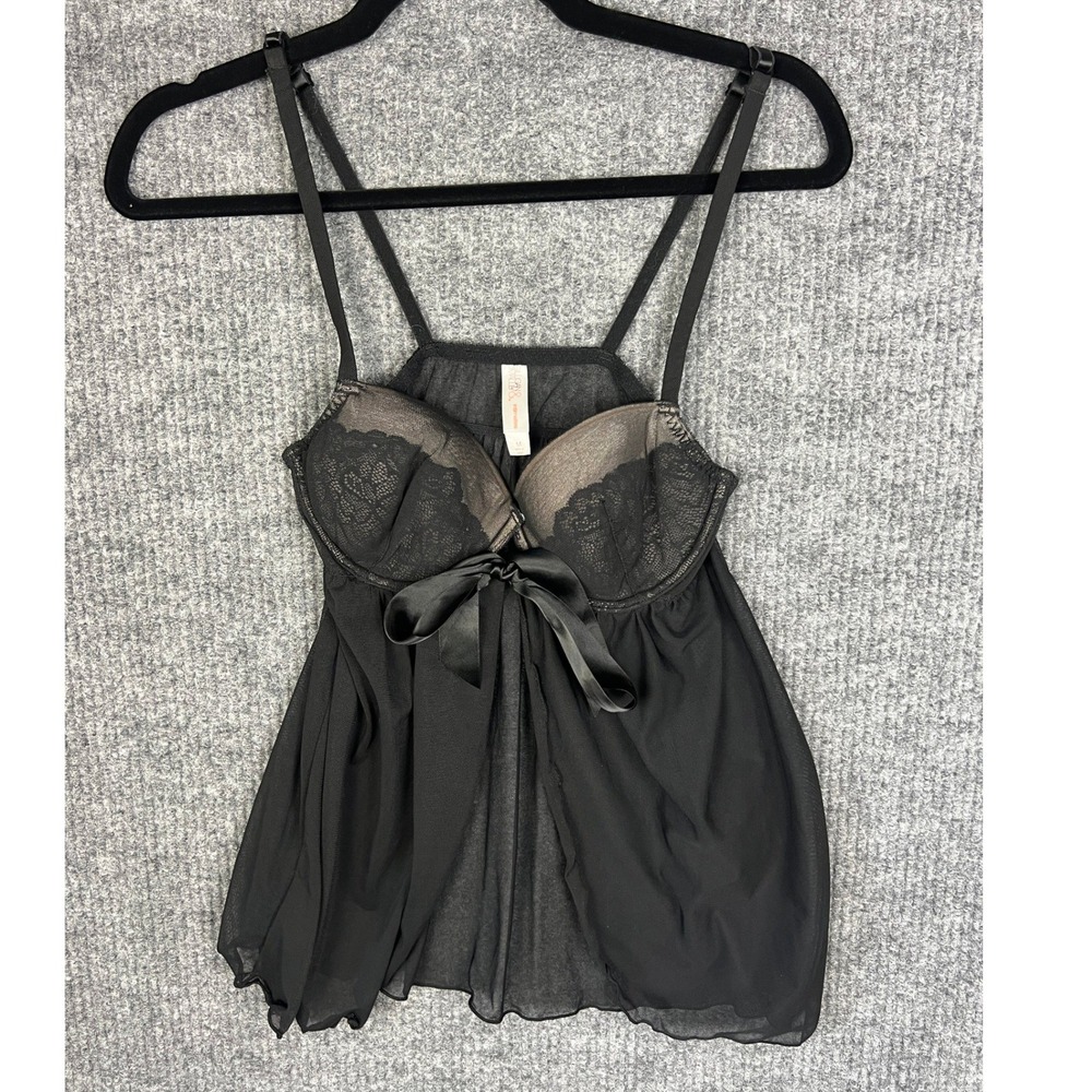 Goth Dark Romantic Black Lace Babydoll Chemise Gilligan & O'Malley M